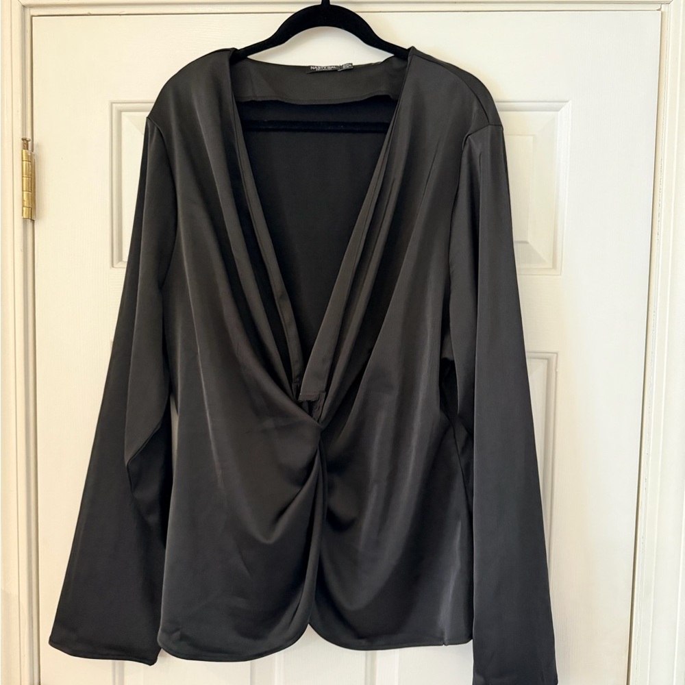 Elegant Black Drape Blouse